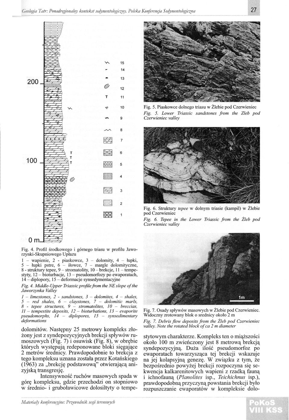 Struktury tepee w dolnym triasie (kampil) w Żlebie pod Czerwieniec Fig. 6. epee in the Lower riassic from the Żleb pod Om Fig. 4.