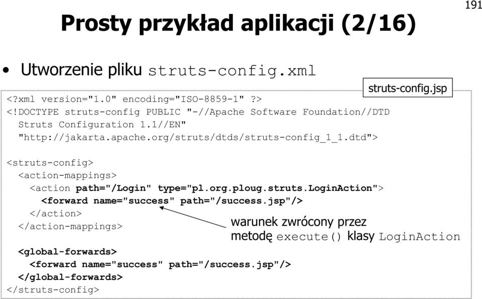 dtd"> <struts-config> <action-mappings> <action path="/login" type="pl.org.ploug.struts.loginaction"> <forward name="success" path="/success.