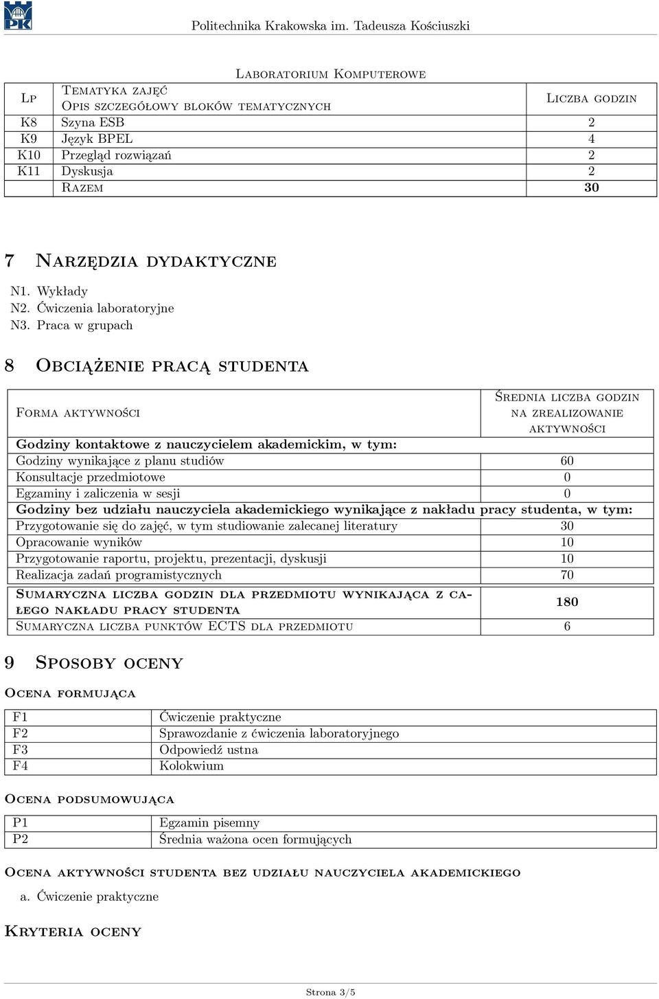 60 Konsultacje przedmiotowe 0 Egzaminy i zaliczenia w sesji 0 Godziny bez udziału nauczyciela akademickiego wynikające z nakładu pracy studenta, w tym: Przygotowanie się do zajęć, w tym studiowanie