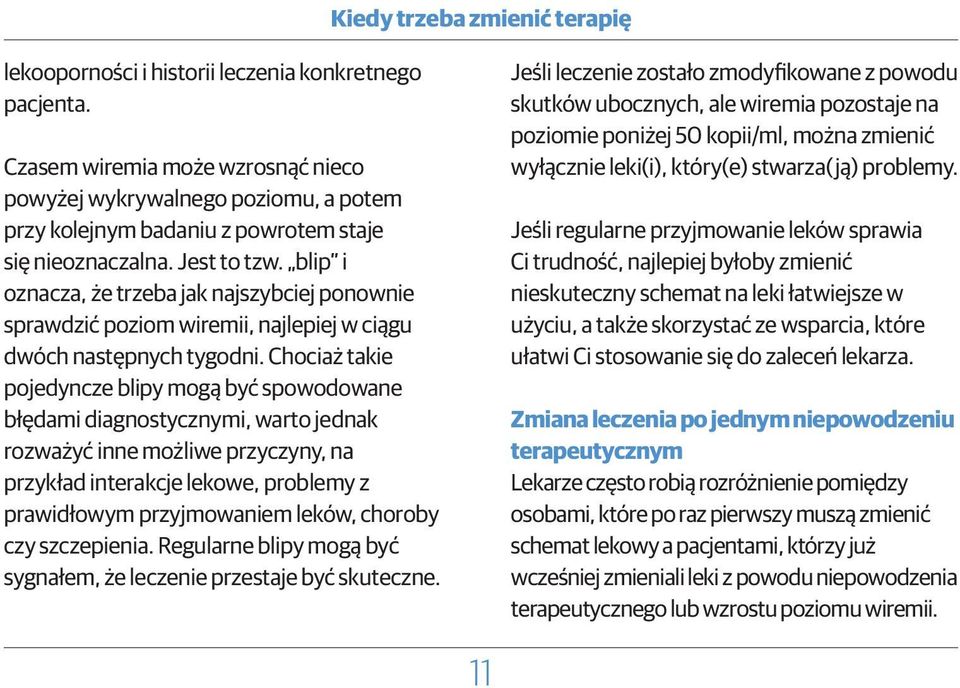 blip i oznacza, że trzeba jak najszybciej ponownie sprawdzić poziom wiremii, najlepiej w ciągu dwóch następnych tygodni.