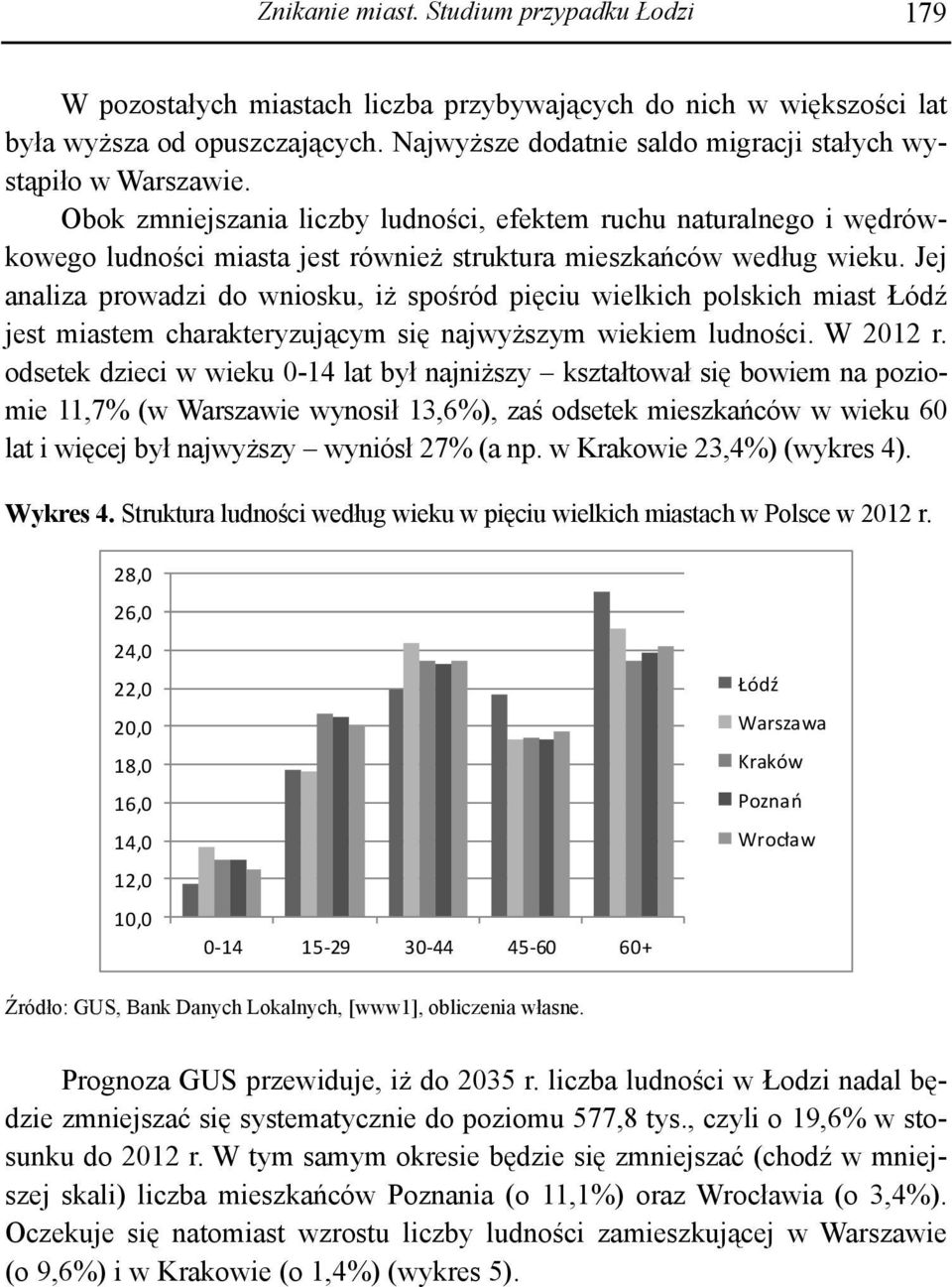 Obok zmniejszania liczby ludności, efektem ruchu naturalnego i wędrówkowego ludności miasta jest również struktura mieszkańców według wieku.