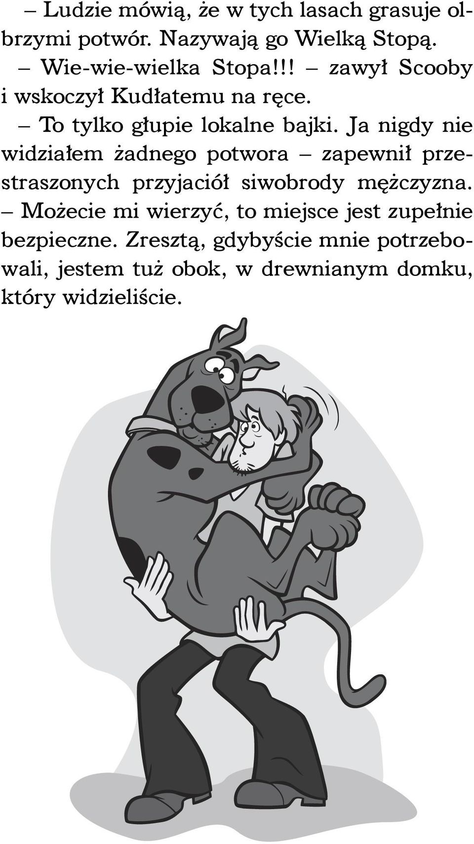 Ja nigdy nie widziałem żadnego potwora zapewnił przestraszonych przyjaciół siwobrody mężczyzna.
