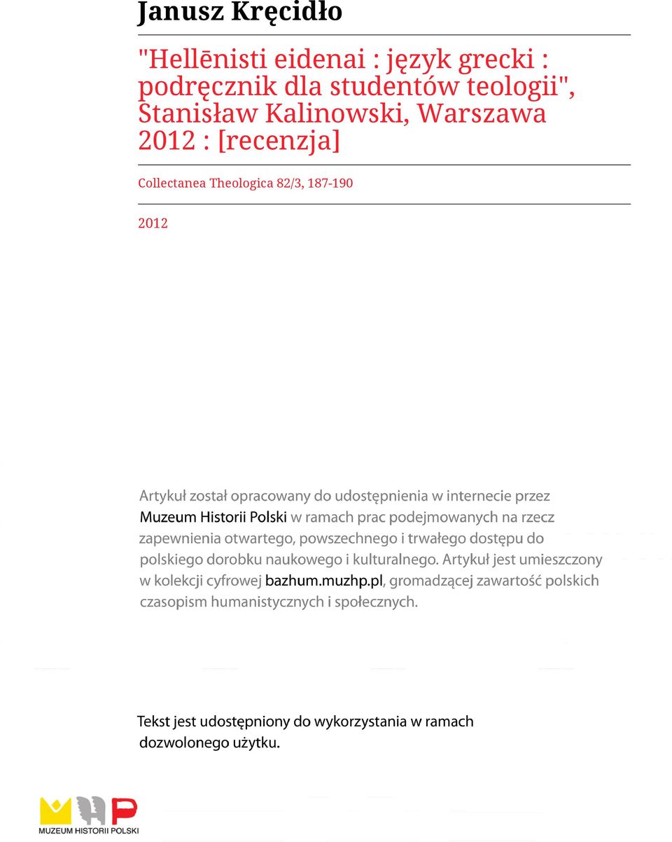 Stanisław Kalinowski, Warszawa 2012 :