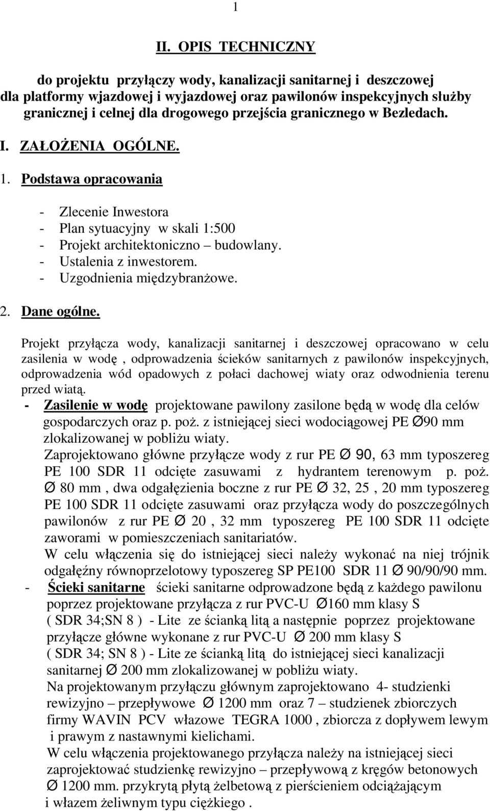 - Uzgodnienia mi dzybran owe. 2. Dane ogólne.