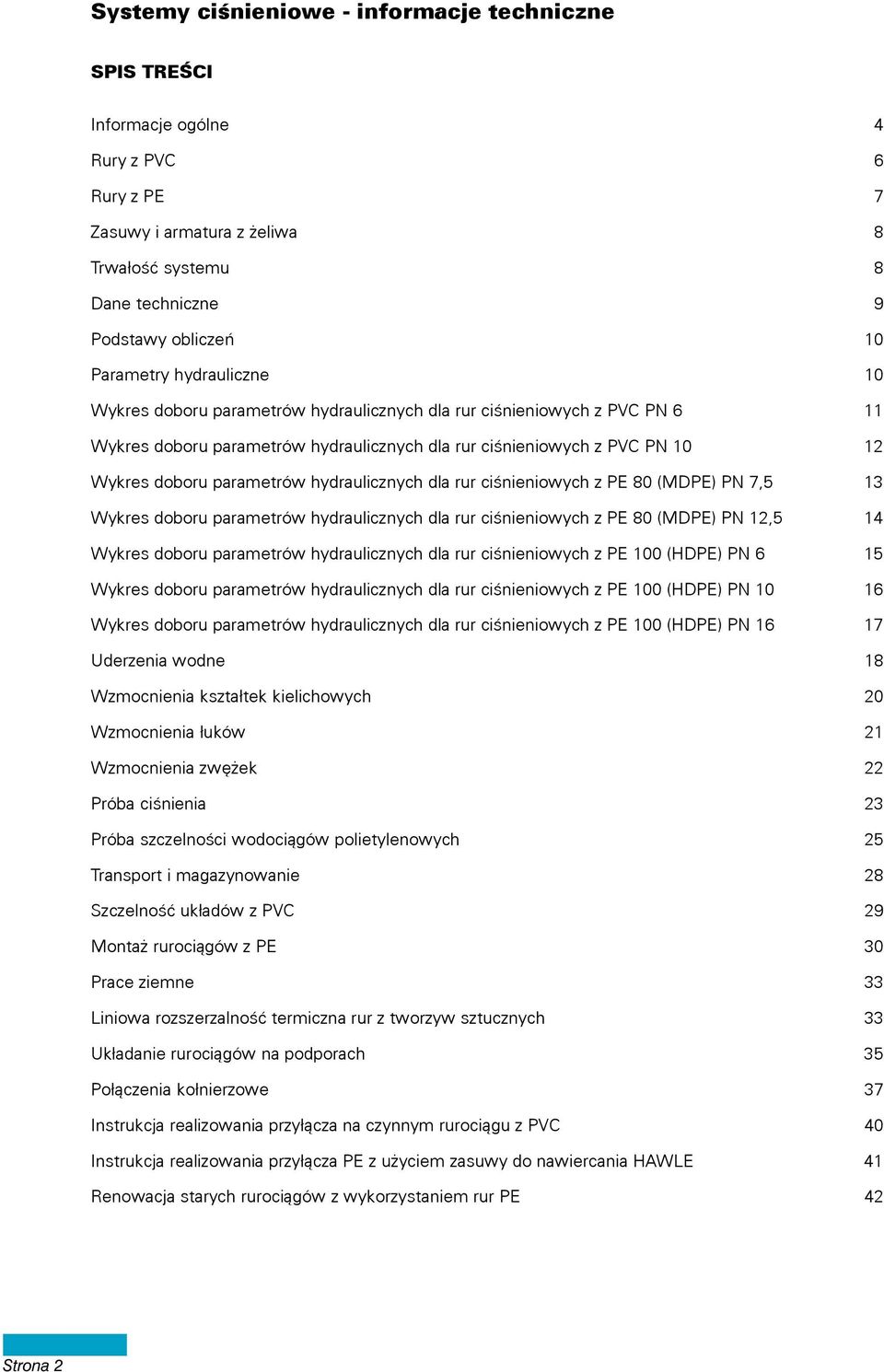 hydraulicznych dla rur ciœnieniowych z PE 80 (MDPE) PN 7,5 13 Wykres doboru parametrów hydraulicznych dla rur ciœnieniowych z PE 80 (MDPE) PN 12,5 14 Wykres doboru parametrów hydraulicznych dla rur