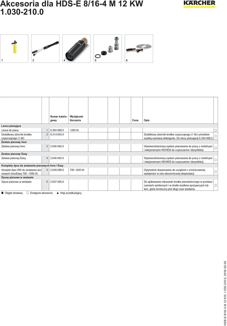 0 Wysokociśnieniowy system pianowania do pracy z mobilnymi i stacjonarnymi HD/HDS do czyszczenia i dezynfekcji. Zestaw pianowy Easy Zestaw pianowy Easy 4 2.640-693.