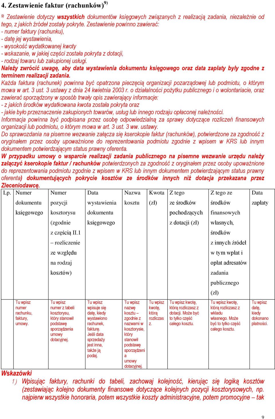 usługi. Należy zwrócić uwagę, aby data wystawienia dokumentu księgowego oraz data zapłaty były zgodne z terminem realizacji.