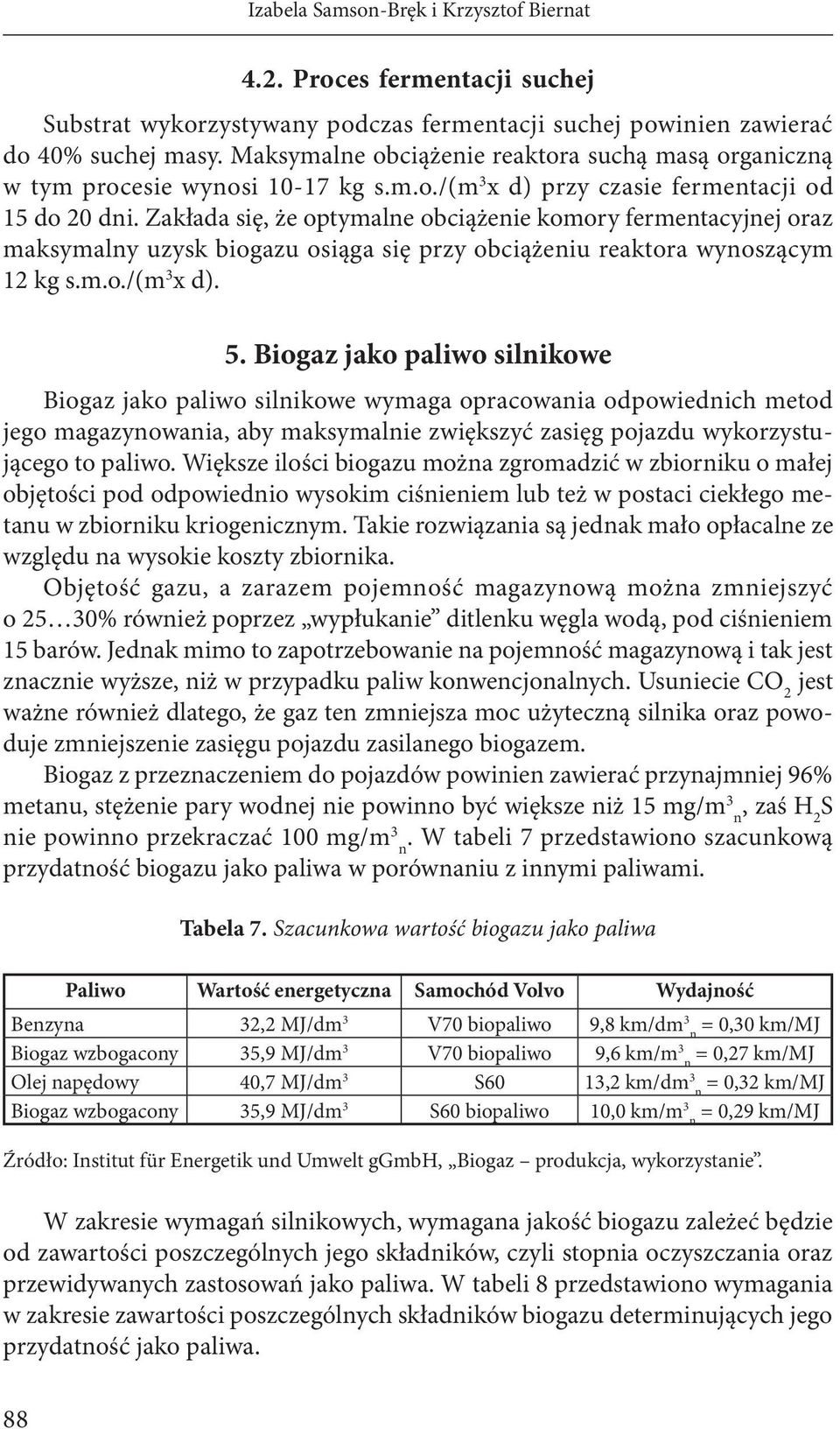 Zakłada się, że optymalne obciążenie komory fermentacyjnej oraz maksymalny uzysk biogazu osiąga się przy obciążeniu reaktora wynoszącym 12 kg s.m.o./(m 3 x d). 5.