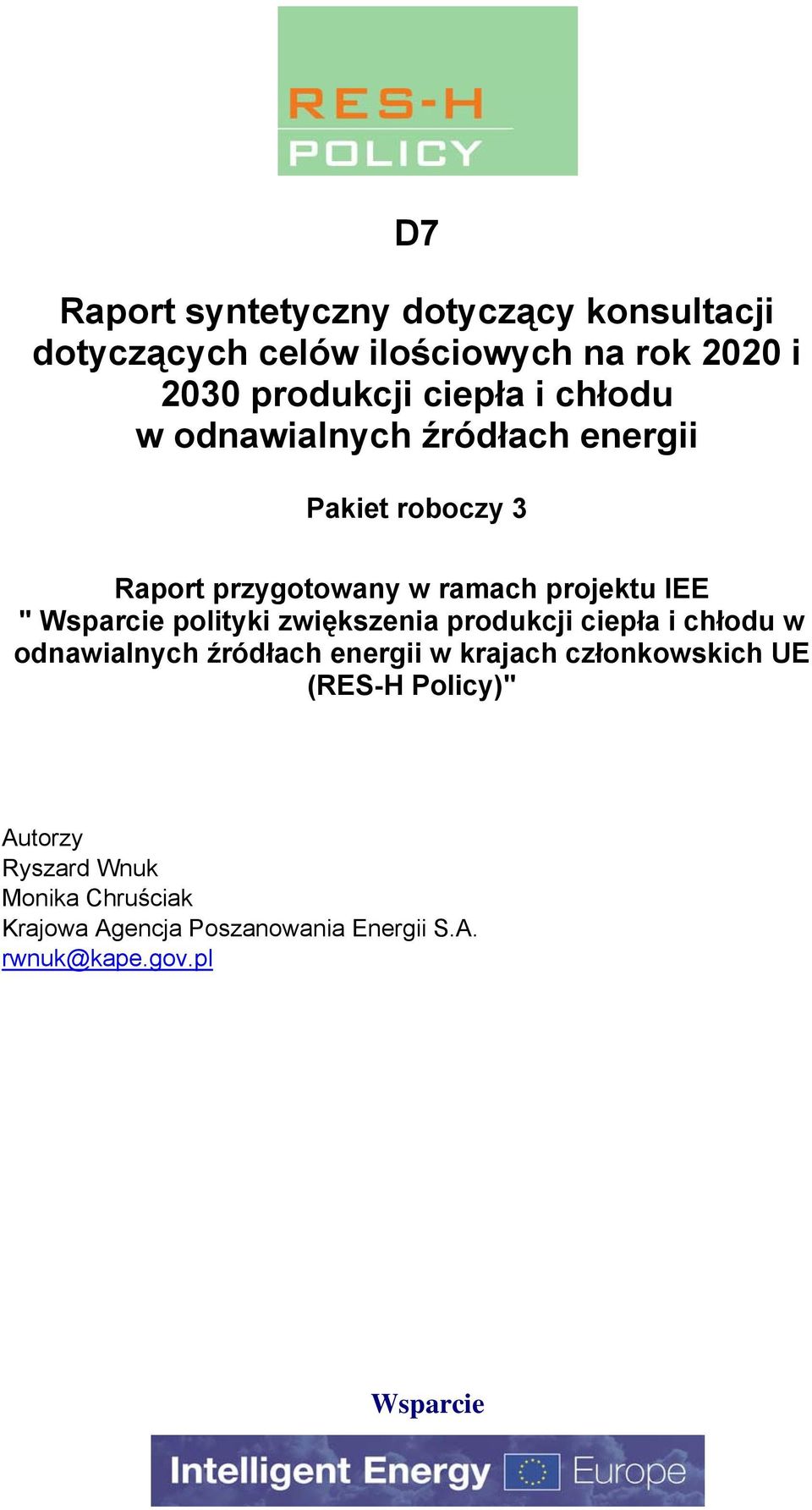 polityki zwiększenia produkcji ciepła i chłodu w odnawialnych źródłach energii w krajach członkowskich UE (RES-H