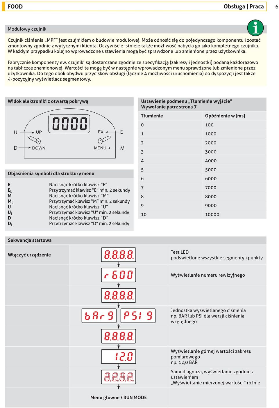 Fabrycznie komponenty ew. czujniki są dostarczane zgodnie ze specyfikacją (zakresy i jednostki) podaną każdorazowo na tabliczce znamionowej.