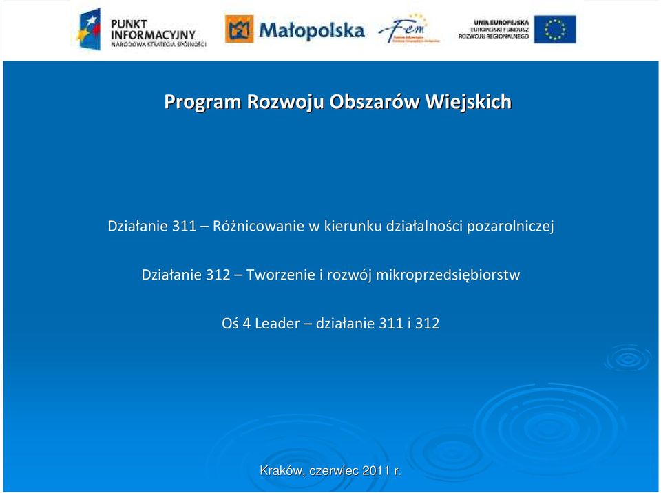 pozarolniczej Działanie 312 Tworzenie i rozwój