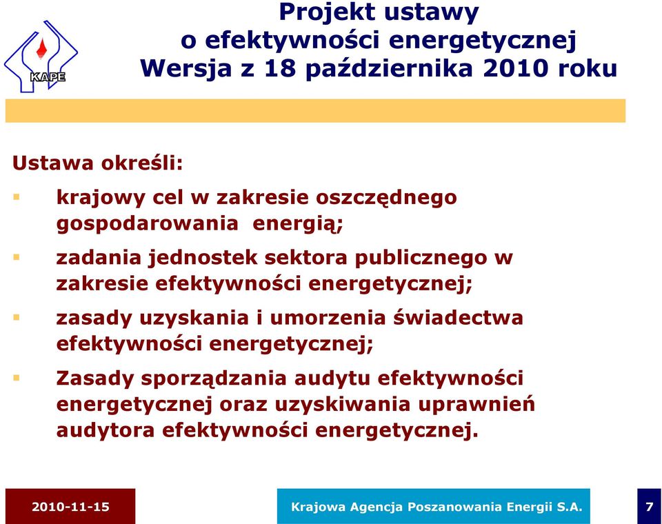 zasady uzyskania i umorzenia świadectwa efektywności energetycznej; Zasady sporządzania audytu efektywności