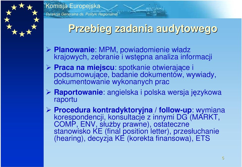 angielska i polska wersja językowa raportu Procedura kontradyktoryjna / follow-up: wymiana korespondencji, konsultacje z innymi DG