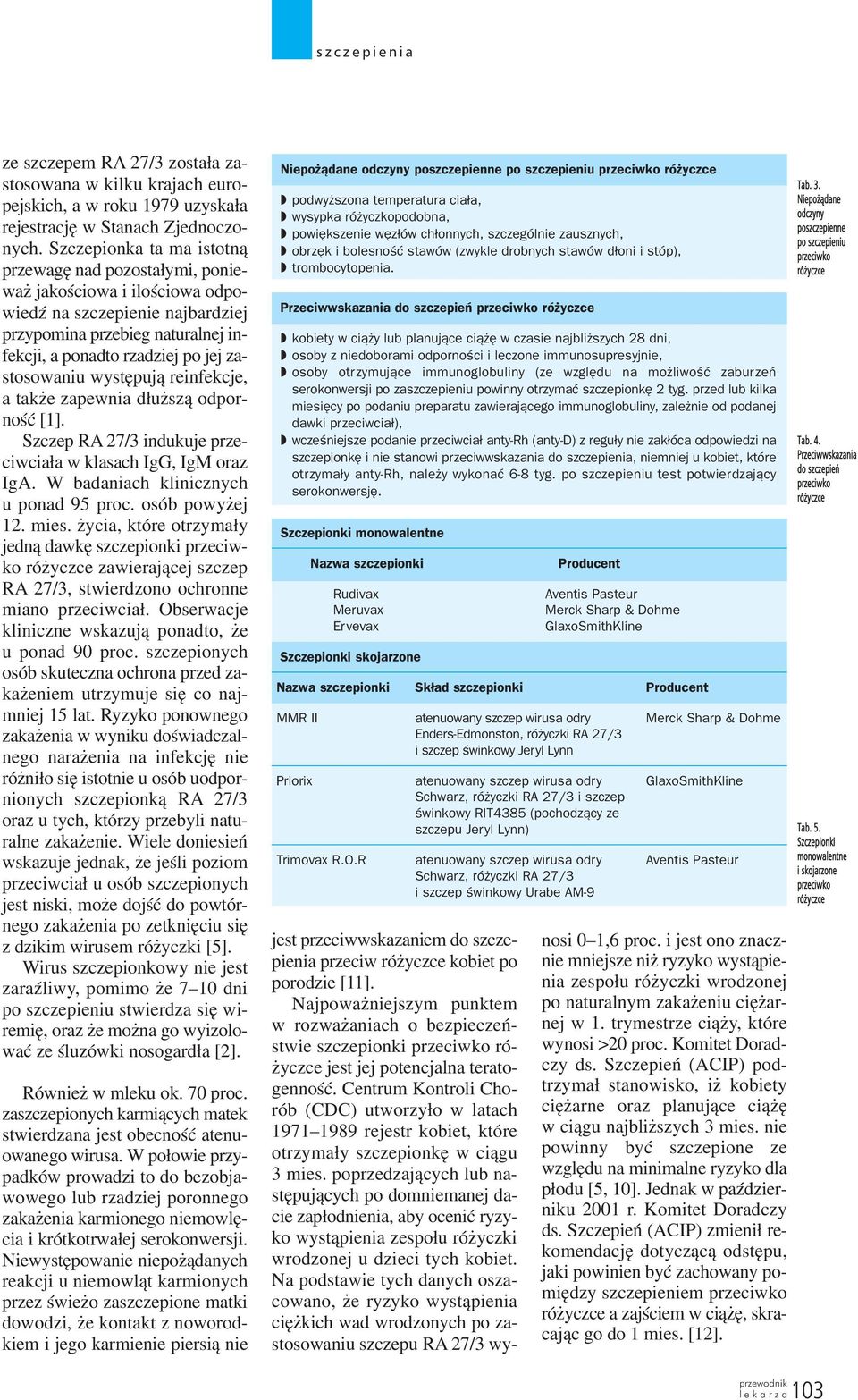 wystêpuj¹ reinfekcje, a tak e zapewnia d³u sz¹ odpornoœæ [1]. Szczep RA 27/3 indukuje przeciwcia³a w klasach IgG, IgM oraz IgA. W badaniach klinicznych u ponad 95 proc. osób powy ej 12. mies.
