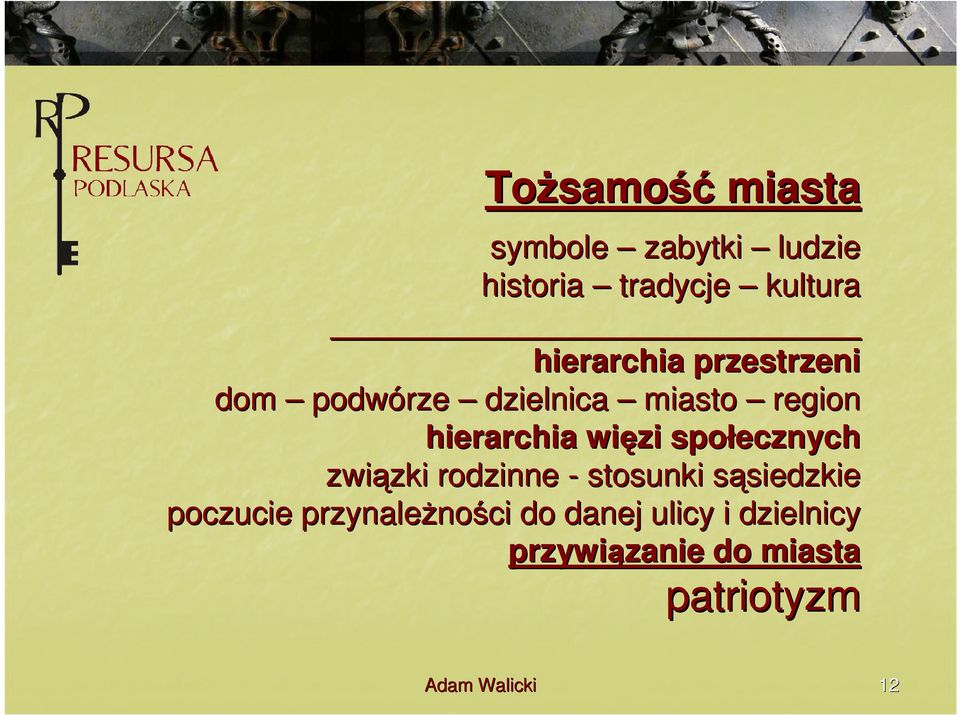 związki zki rodzinne - stosunki sąsiedzkies siedzkie poczucie przynależno