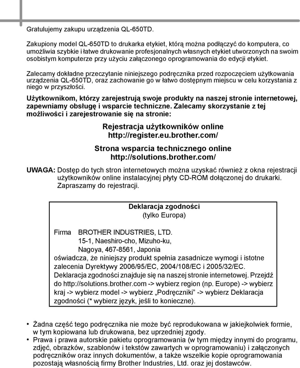 przy użyciu załączonego oprogramowania do edycji etykiet.