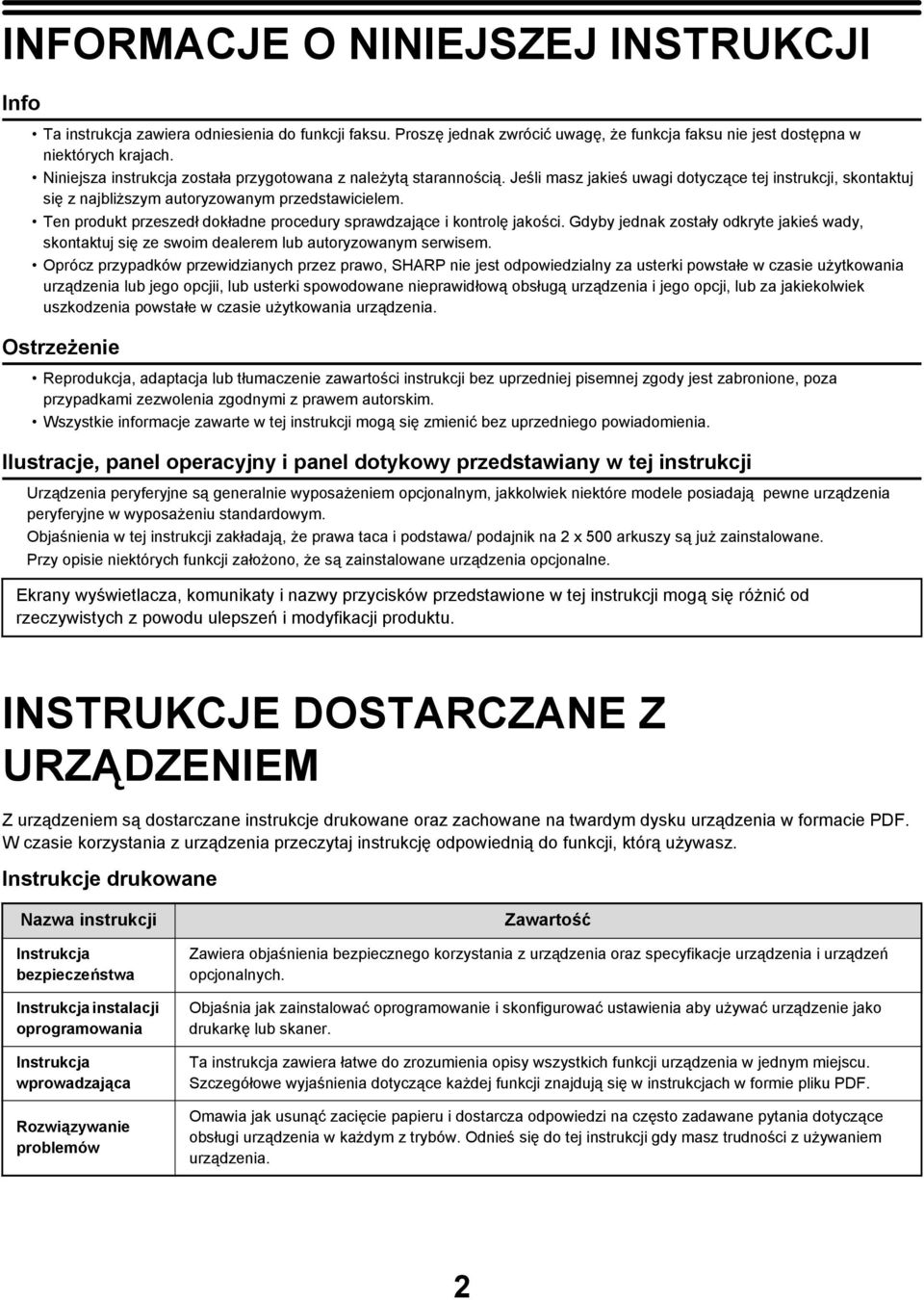 Ten produkt przeszedł dokładne procedury sprawdzające i kontrolę jakości. Gdyby jednak zostały odkryte jakieś wady, skontaktuj się ze swoim dealerem lub autoryzowanym serwisem.