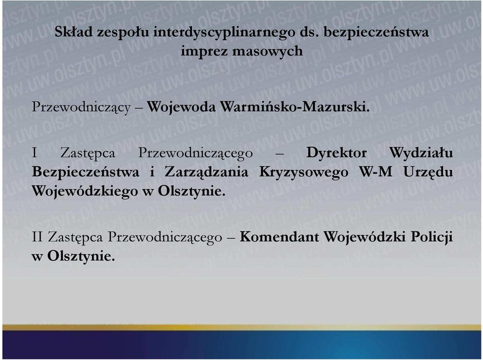 I Zastępca Przewodniczącego Dyrektor Wydziału Bezpieczeństwa i Zarządzania