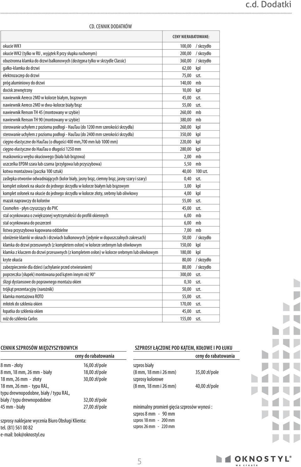 skrzydle Classic) 360,00 / skrzydło gałko-klamka do drzwi 62,00 kpl elektrozaczep do drzwi 75,00 szt.