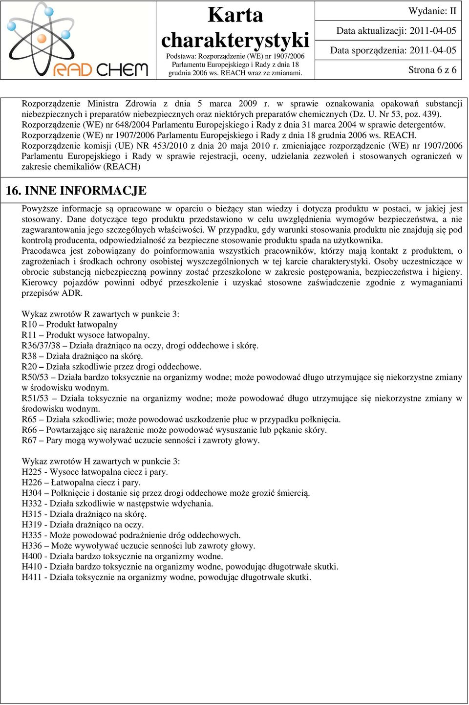 Rozporządzenie komisji (UE) NR 453/2010 z dnia 20 maja 2010 r.