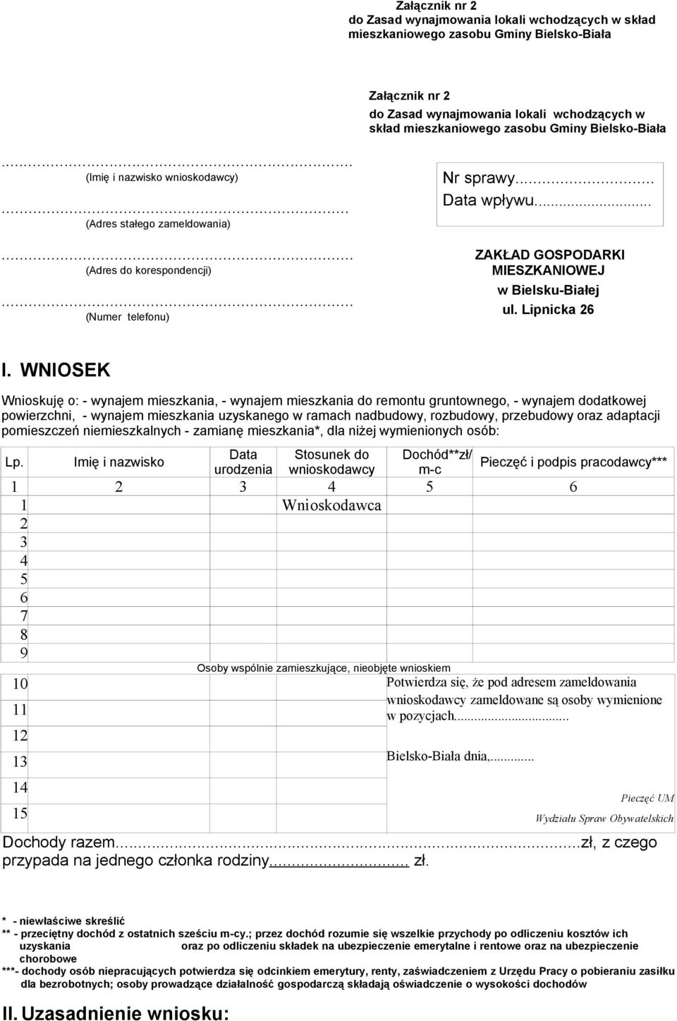 .. ZAKŁAD GOSPODARKI MIESZKANIOWEJ w Bielsku-Białej ul. Lipnicka 26 I.