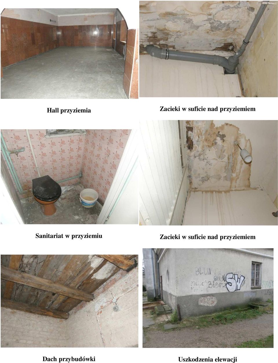 przyziemiu Zacieki w suficie nad