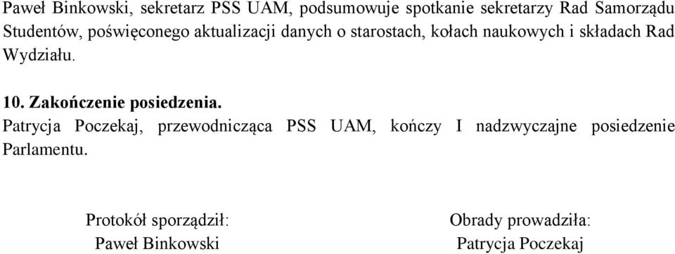 Zakończenie posiedzenia.
