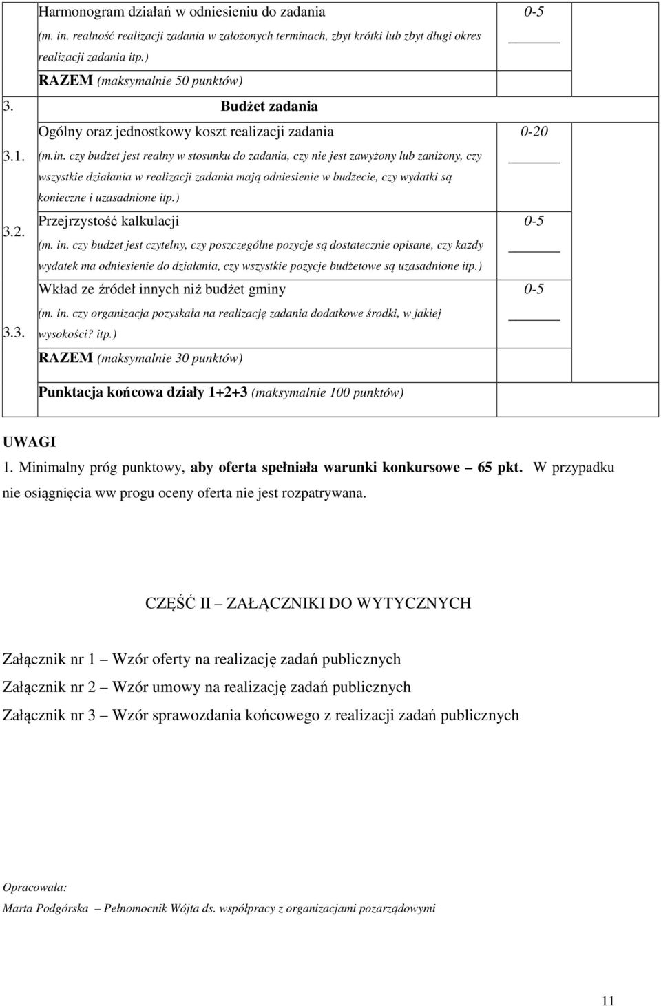 czy budżet jest realny w stosunku do zadania, czy nie jest zawyżony lub zaniżony, czy wszystkie działania w realizacji zadania mają odniesienie w budżecie, czy wydatki są konieczne i uzasadnione itp.