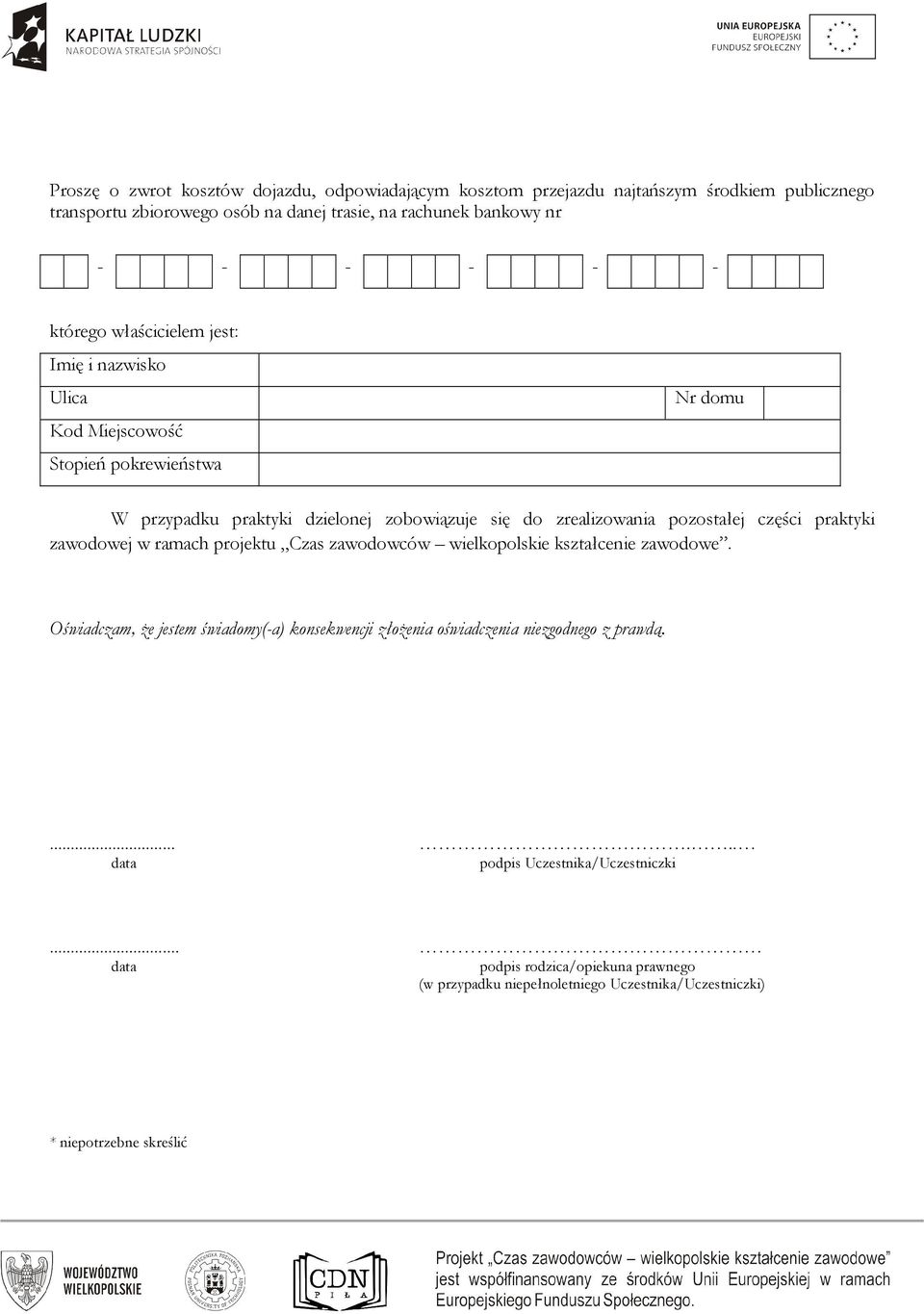 części praktyki zawodowej w ramach projektu Czas zawodowców wielkopolskie kształcenie zawodowe.