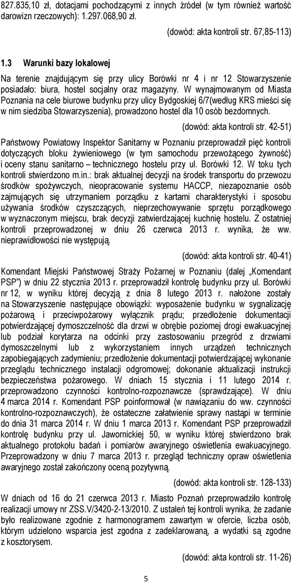 W wynajmowanym od Miasta Poznania na cele biurowe budynku przy ulicy Bydgoskiej 6/7(według KRS mieści się w nim siedziba Stowarzyszenia), prowadzono hostel dla 10 osób bezdomnych.