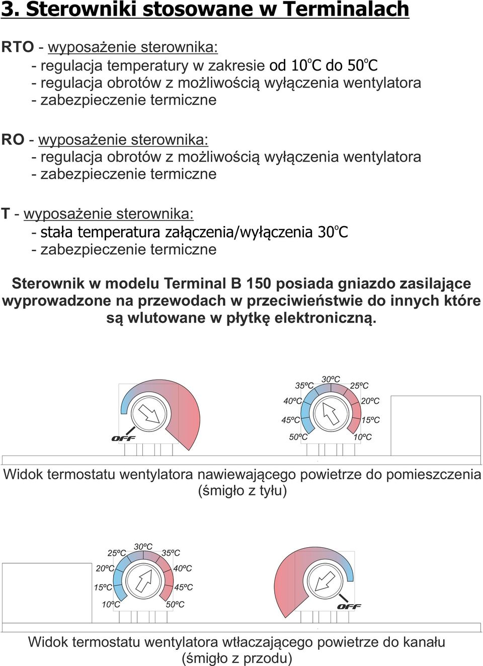 temperatura załączenia/wyłączenia 30 C - zabezpieczenie termiczne Sterwnik w mdelu Terminal B 150 psiada gniazd zasilające wyprwadzne na przewdach w przeciwieństwie d innych