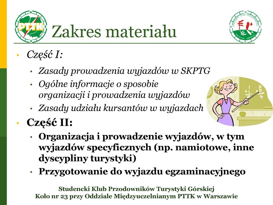 wyjazdach Część II: Organizacja i prwadzenie wyjazdów, w tym wyjazdów