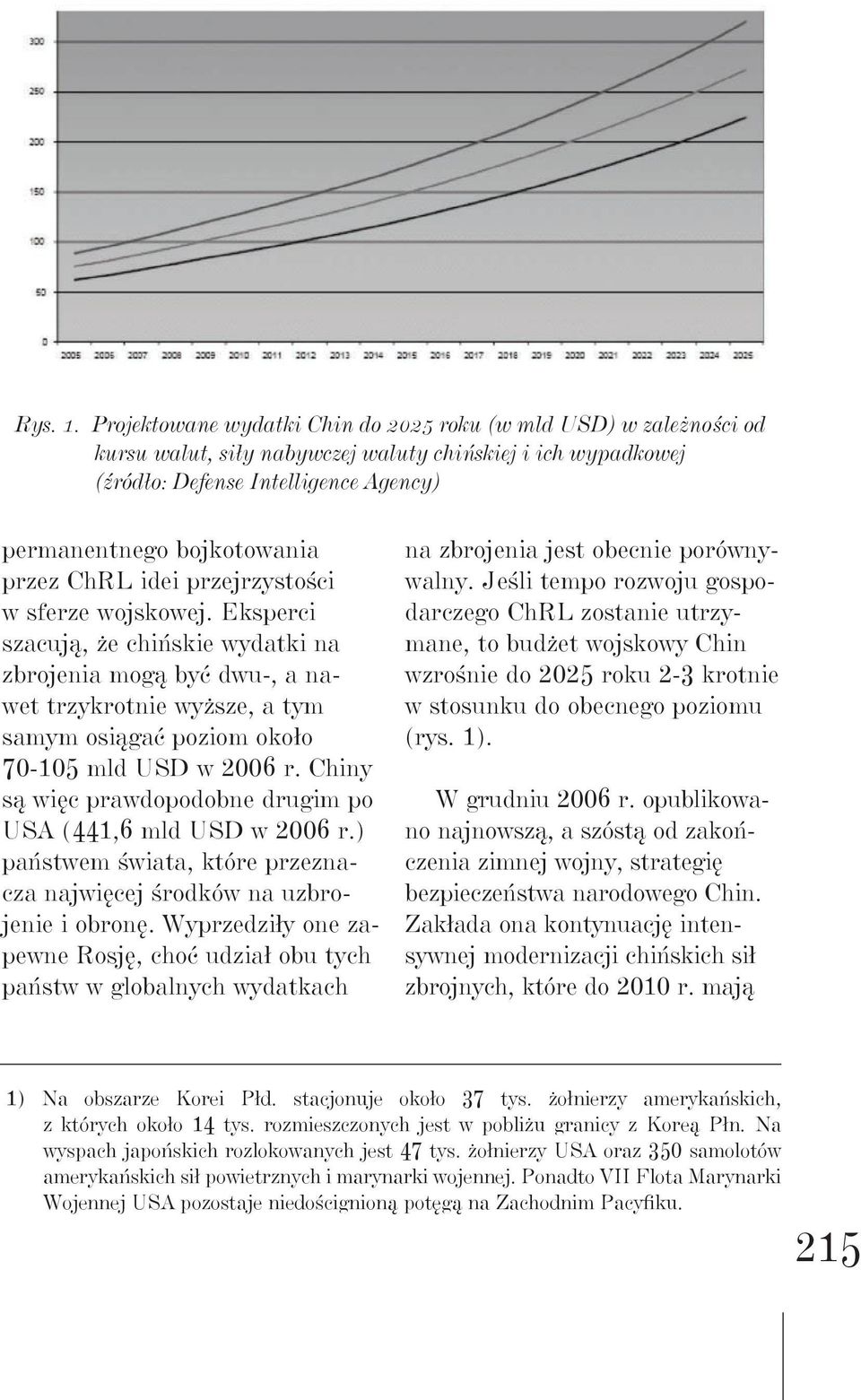 ChRL idei przejrzystości w sferze wojskowej. Eksperci szacują, że chińskie wydatki na zbrojenia mogą być dwu-, a nawet trzykrotnie wyższe, a tym samym osiągać poziom około 70-105 mld USD w 2006 r.