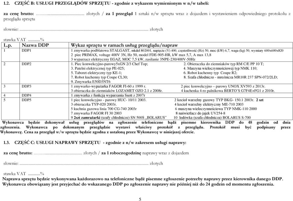 zegląd 1 sztuki n/w spr