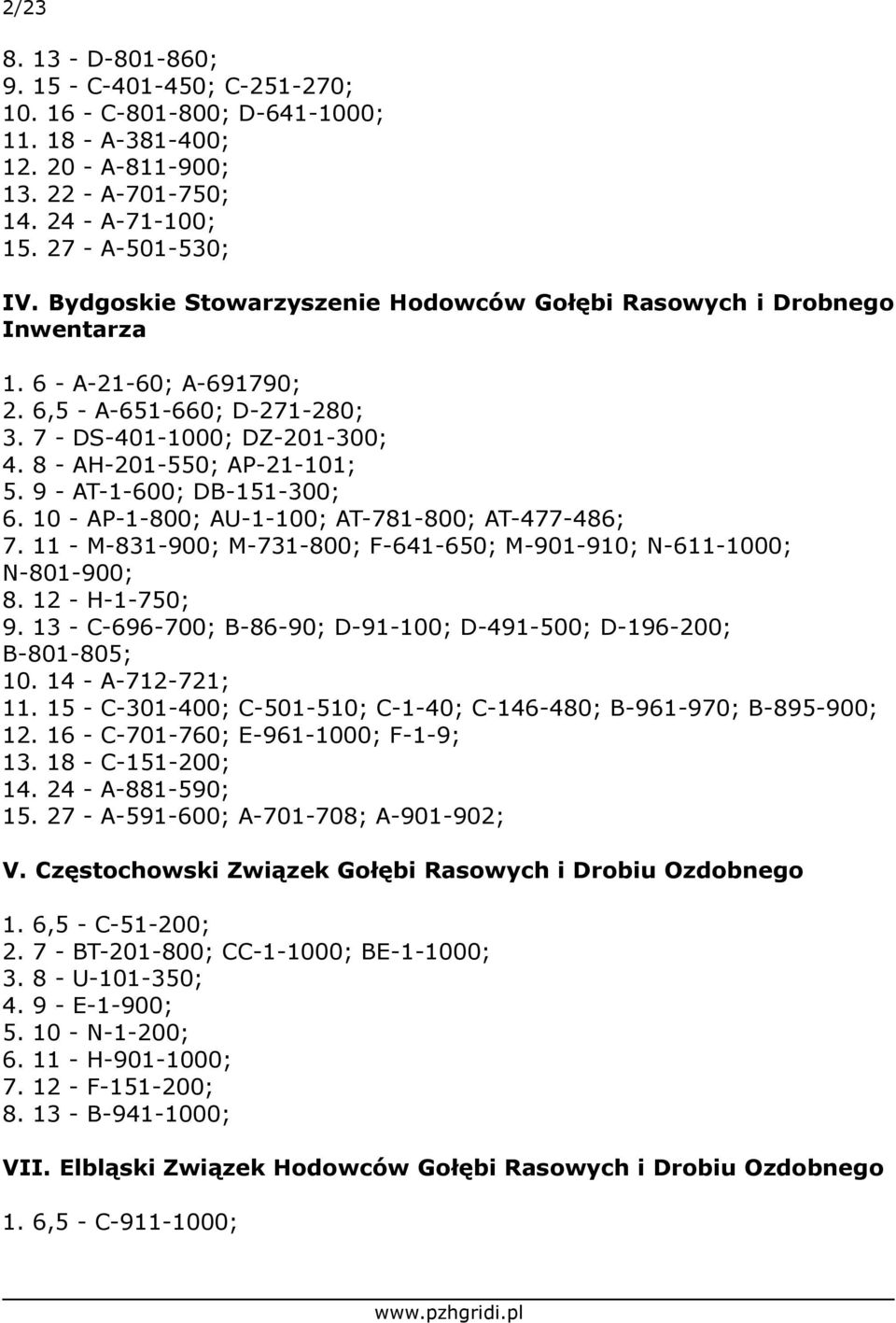 Specyfikacja obrączek dla poszczególnych związków - PDF Darmowe pobieranie