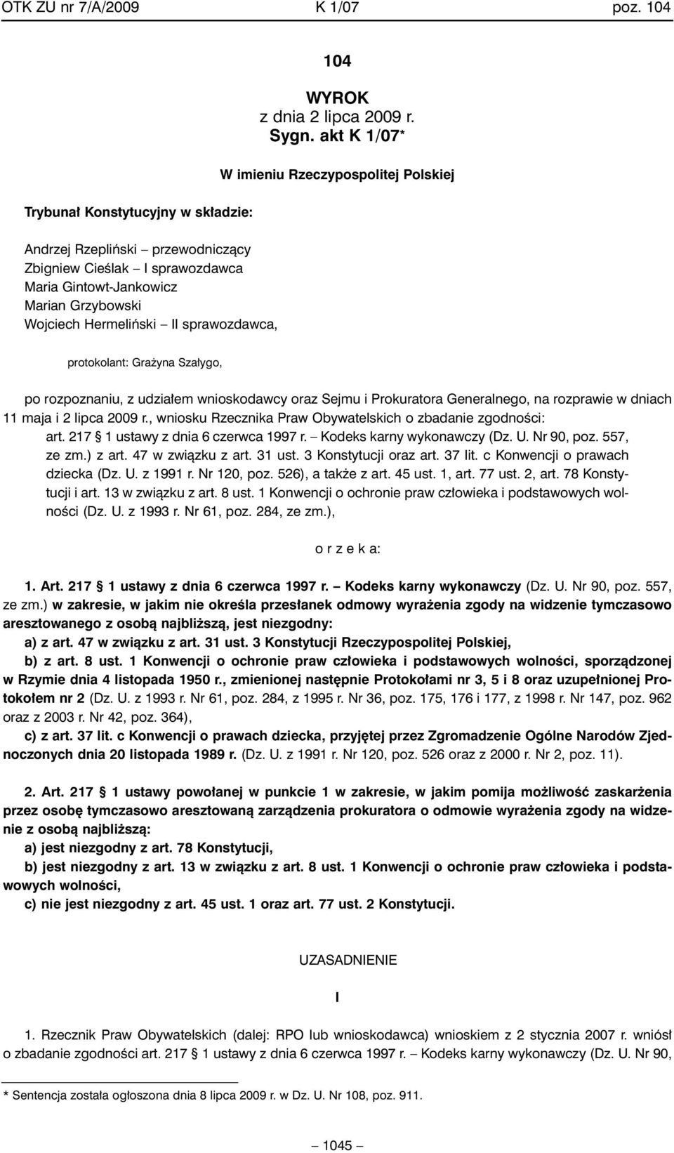 dnia 2 lipca 2009 r. Sygn.