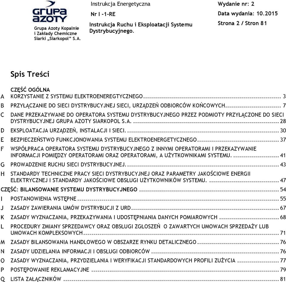 STWO FUNKCJONOWANIA SYSTEMU ELEKTROENERGETYCZNEGO.