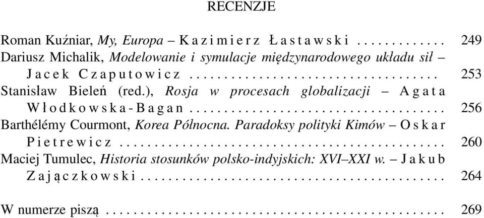 Paradoksy polityki Kimów Oskar P i e t r e w i c z............................................... 260 Maciej Tumulec, Historia stosunków polsko-indyjskich: XVI XXI w.