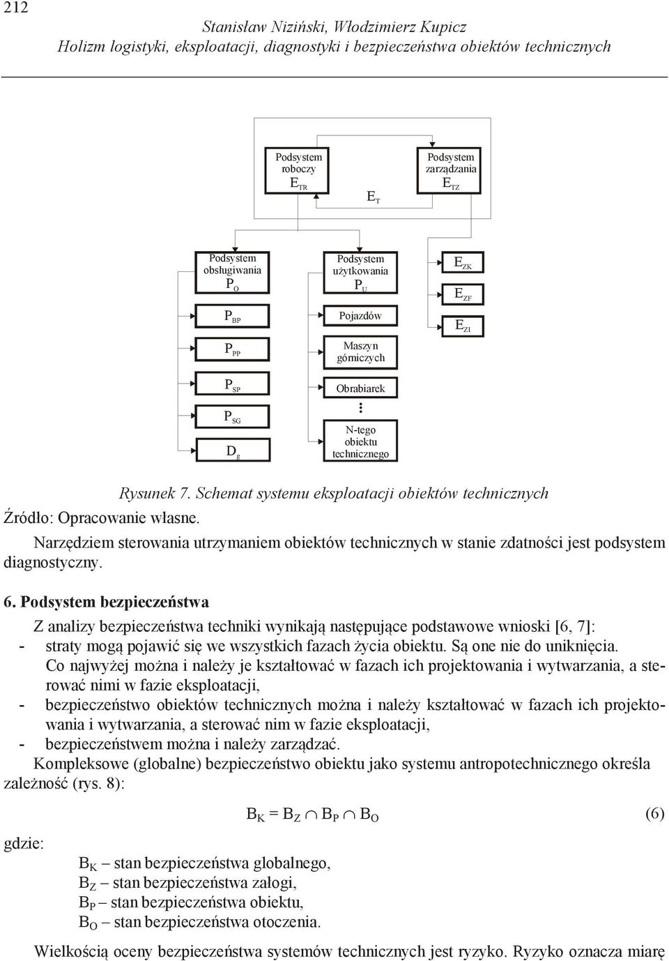 Schemat systemu eksploatacji obiektów technicznych Narz dziem sterowania utrzymaniem obiektów technicznych w stanie zdatno ci jest podsystem diagnostyczny. 6.