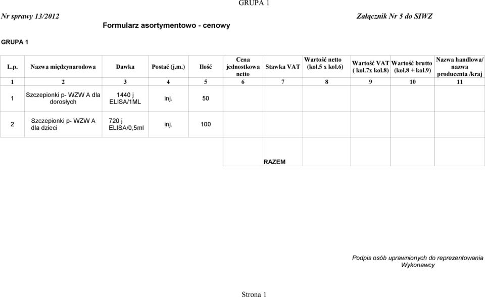 50 dorosłych ELISA/1ML Szczepionki p-