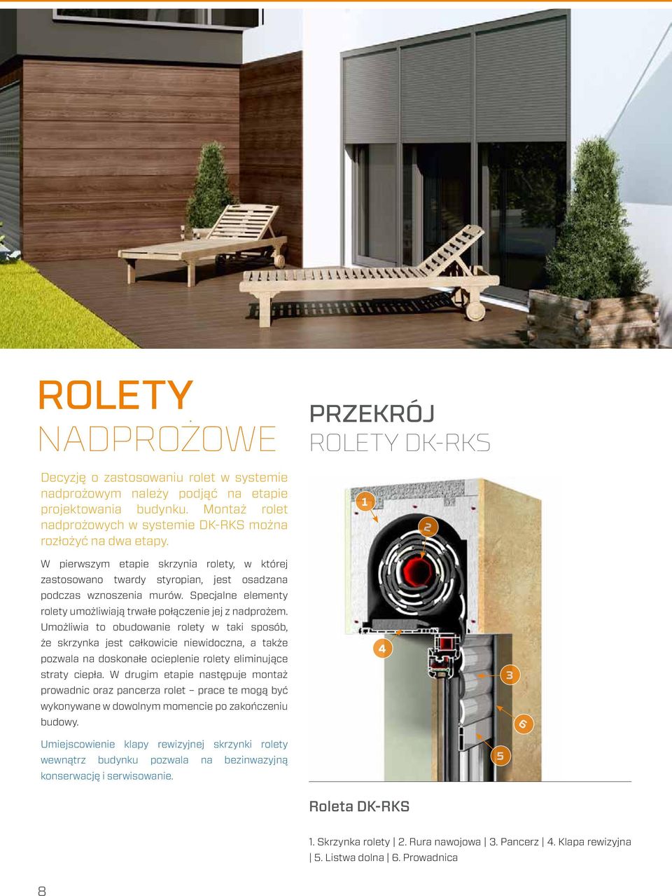 Specjalne elementy rolety umożliwiają trwałe połączenie jej z nadprożem.