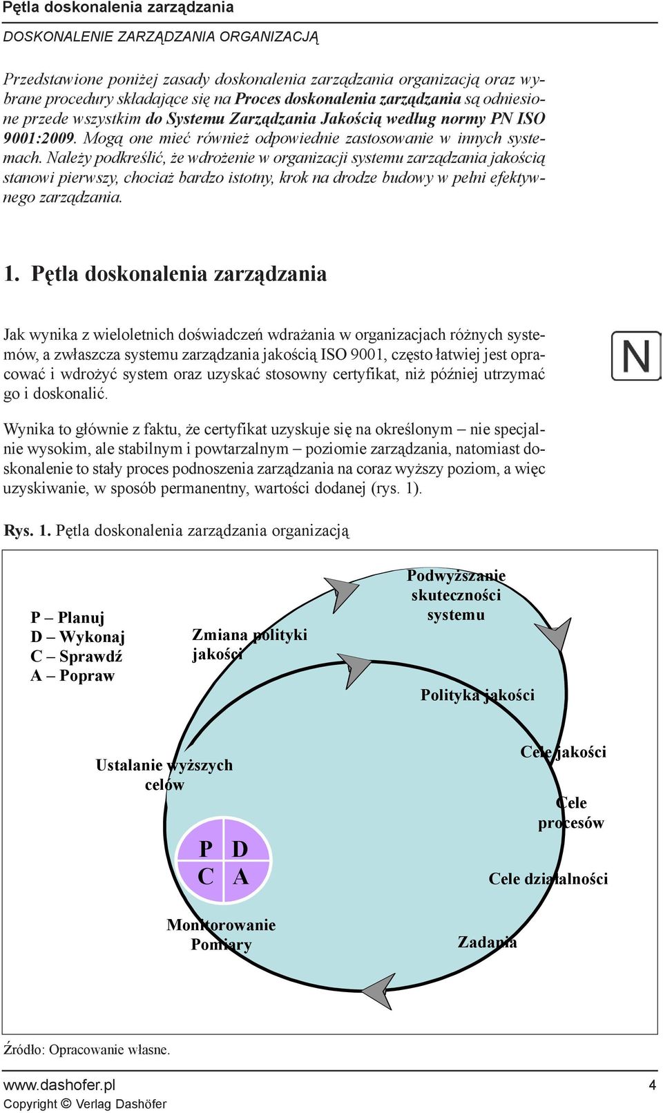 Nale y podkreœliæ, e wdro enie w organizacji systemu zarz¹dzania jakoœci¹ stanowi pierwszy, chocia bardzo istotny, krok na drodze budowy w pe³ni efektywnego zarz¹dzania. 1.