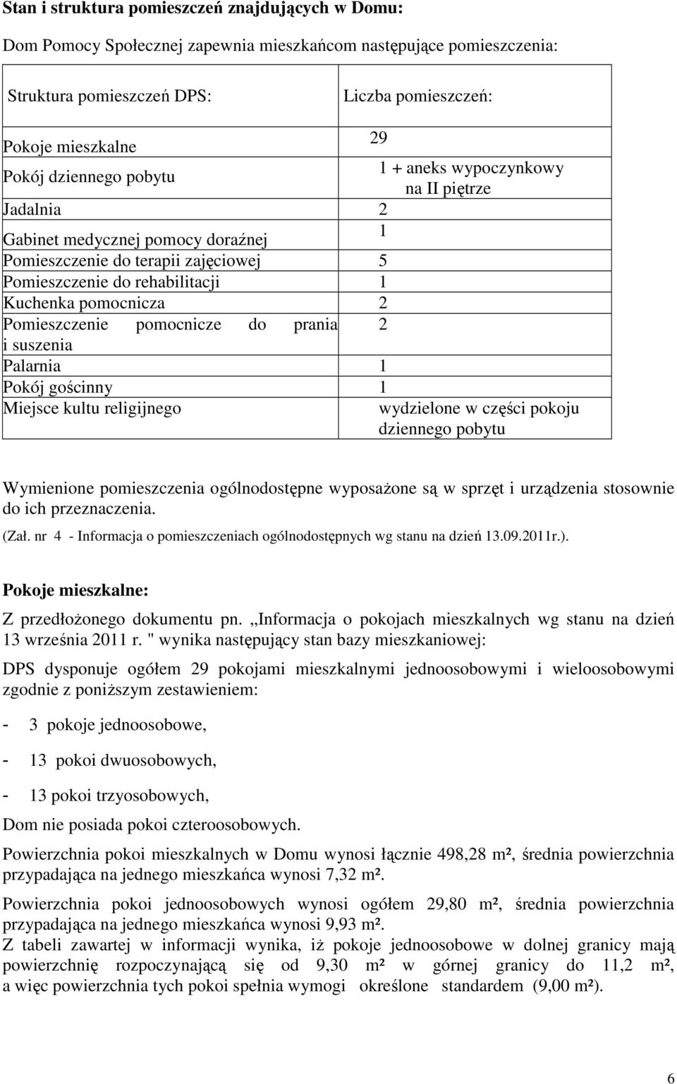Pomieszczenie pomocnicze do prania 2 i suszenia Palarnia 1 Pokój gościnny 1 Miejsce kultu religijnego wydzielone w części pokoju dziennego pobytu Wymienione pomieszczenia ogólnodostępne wyposażone są