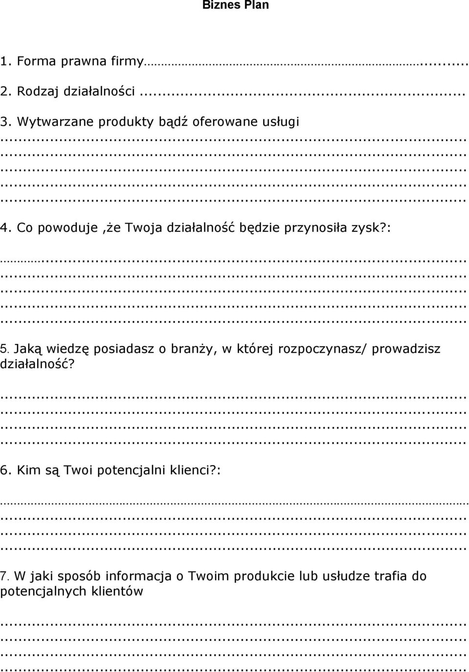 Co powoduje,że Twoja działalność będzie przynosiła zysk?:... 5.