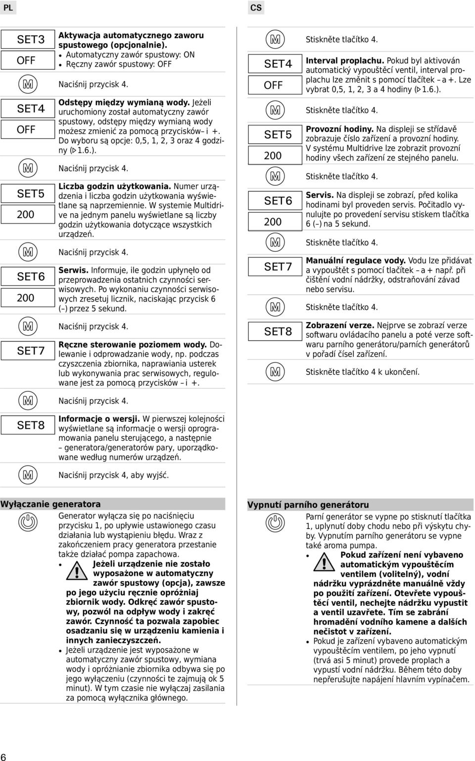 SET5 200 Liczba godzin użytkowania. Numer urządzenia i liczba godzin użytkowania wyświetlane są naprzemiennie.