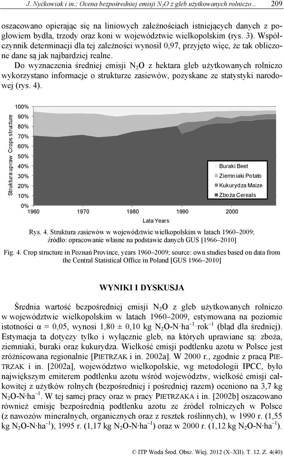 wielkopolskim (rys. 3). Współczynnik determinacji dla tej zależności wynosił 0,97, przyjęto więc, że tak obliczone dane są jak najbardziej realne.