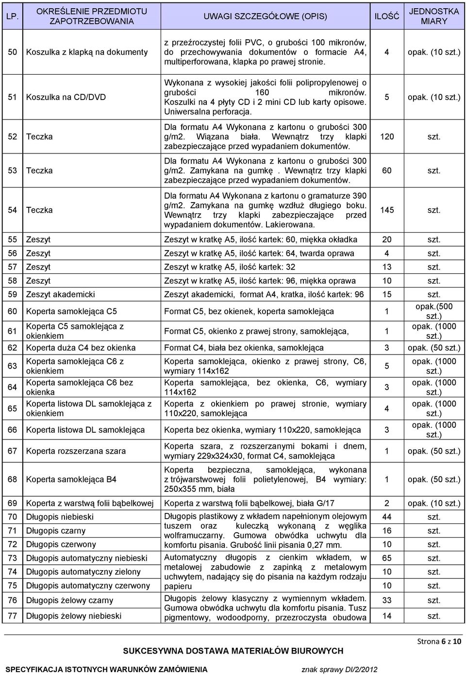 (10 52 Teczka 53 Teczka 54 Teczka Dla formatu A4 Wykonana z kartonu o grubości 300 g/m2. Wiązana biała. Wewnątrz trzy klapki zabezpieczające przed wypadaniem dokumentów.