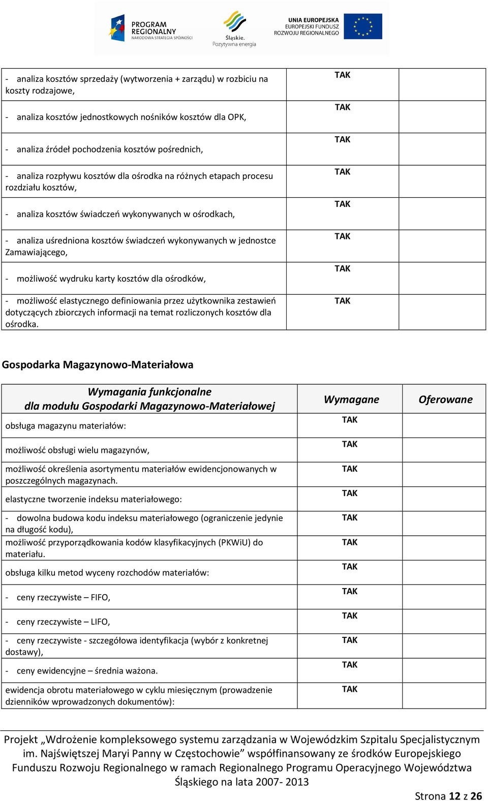 jednostce Zamawiającego, - możliwość wydruku karty kosztów dla ośrodków, - możliwość elastycznego definiowania przez użytkownika zestawień dotyczących zbiorczych informacji na temat rozliczonych