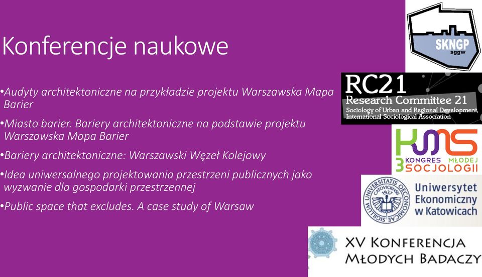 Bariery architektoniczne na podstawie projektu Warszawska Mapa Barier Bariery