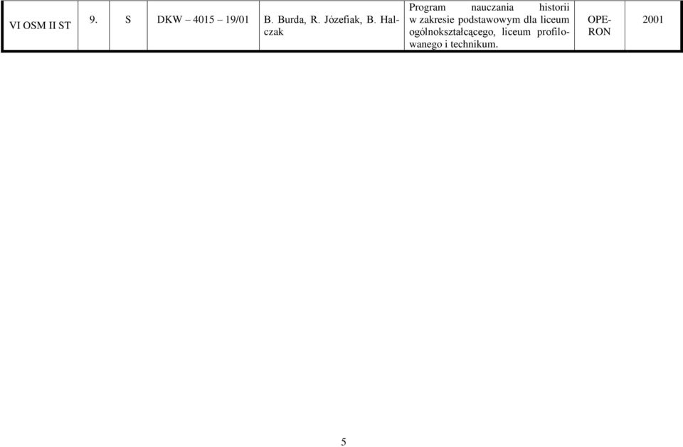 Halczak Program nauczania historii w zakresie